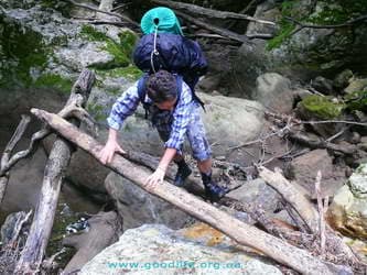 Большой Каньон-переправа по брёвнам